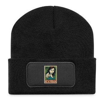 Femme pointant du doigt Pas mon problème - Beanie recyclé à patch - noir - Devant