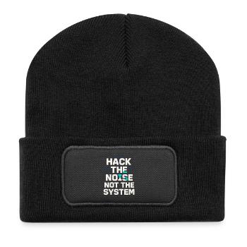 Cybersecurity Info Sec White Hat Hacker Ethical - Recycled Patch Beanie - black - Front