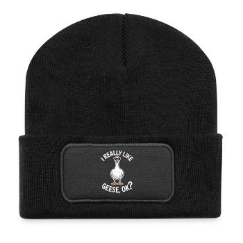 oie disant oies drôle oie cadeau - Beanie recyclé à patch - noir - Devant