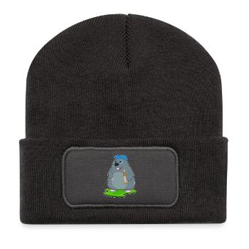 Bouteille de bière Mole - Beanie recyclé à patch - charbon - Devant