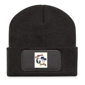 California Surfing Palm Design - Recycled Patch Beanie - dark grey - Front