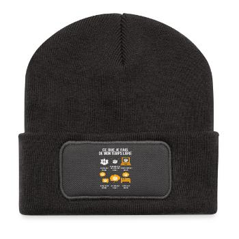 Ce que je fais de mon temps libre – Échecs - Beanie recyclé à patch - charbon - Devant