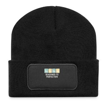 Salzliebhaber Natriumabhängiger Nacl Meme - Recycelte Patch Beanie - Schwarz - Vorne
