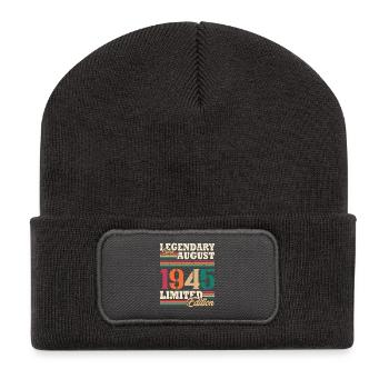 Jahrgang 1945 August Retro Geburtstagsgeschenk - Recycelte Patch Beanie - Dunkelgrau - Vorne