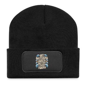 Surfen My Boyfriend Surfs Better Than Yours Surfer - Recycelte Patch Beanie - Schwarz - Vorne