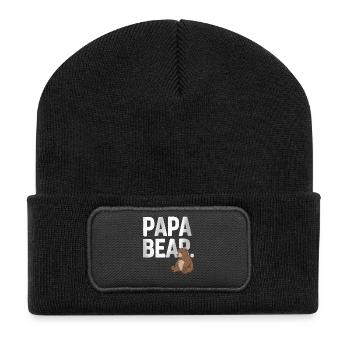 Papa Bear – Un design amusant pour les pères - Beanie recyclé à patch - noir - Devant