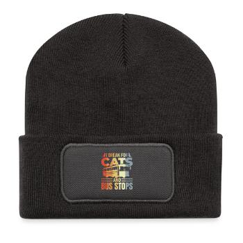 I Brake for Cats and Bus Stops - Recycelte Patch Beanie - Dunkelgrau - Vorne