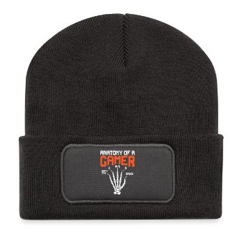 Anatomy of a Gamer Skeleton Funny Gaming Gift - Recycled Patch Beanie - dark grey - Front