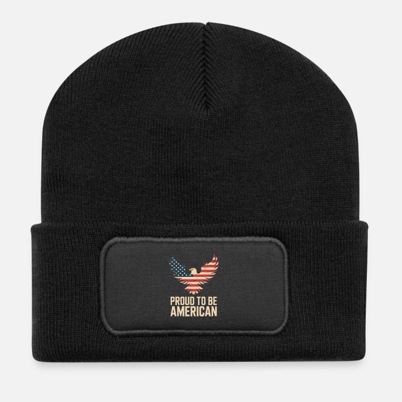 Fier d’être américain - Beanie recyclé à patch - noir