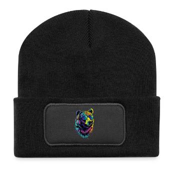 Ours brun, Grizzly, Frères d’ours, Forêt, Ours sauvages - Beanie recyclé à patch - noir - Devant