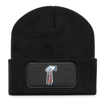 Schachspieler Lustige Schachkönig Puppe - Recycelte Patch Beanie - Schwarz - Vorne