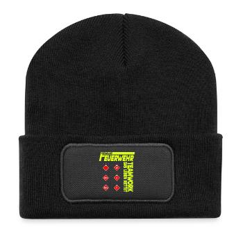 Freiwillige Feuerwehr Teamwork Das Leben Rettet - Recycelte Patch Beanie - Schwarz - Vorne