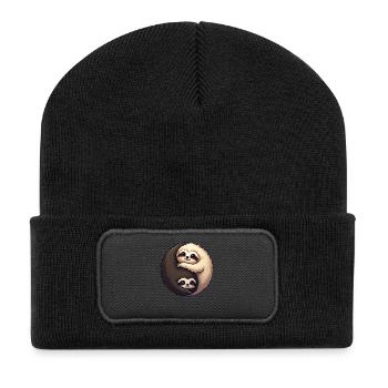 Yin Yang Faultiere - Recycelte Patch Beanie - Schwarz - Vorne
