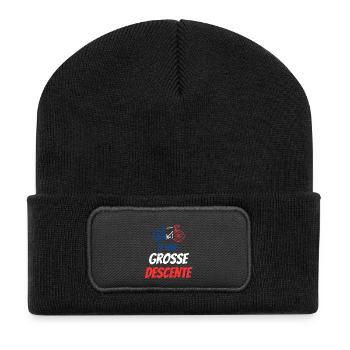 Prenom a une grosse descente Personnalisable - Beanie recyclé à patch - noir - Devant