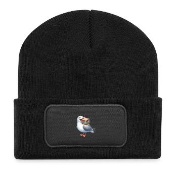 Mer du Nord Mer Baltique Mouette Mouettes Hareng maritime - Beanie recyclé à patch - noir - Devant