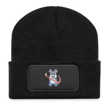 Mouse Hockey Hockey Stick - Recycled Patch Beanie - black - Front