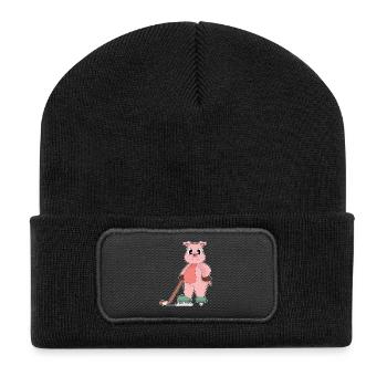 Pig Hockey Hockey Stick - Recycled Patch Beanie - black - Front