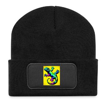 Gecko - Recycelte Patch Beanie - Schwarz - Vorne