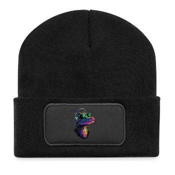 Krokodil Alligator Reptilien Kroko Liebe Krokodile - Recycelte Patch Beanie - Schwarz - Vorne