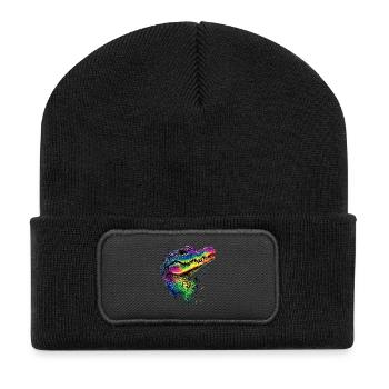 Krokodil Alligator Reptilien Kroko Liebe Krokodile - Recycelte Patch Beanie - Schwarz - Vorne