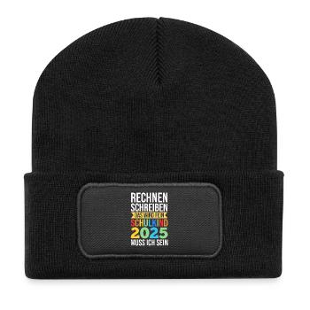 Kita Abschied Erste Klasse Einschulung 2025 - Recycelte Patch Beanie - Schwarz - Vorne