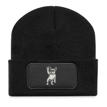 Musique Rock Drôle Bouledogue Français Lourd - Beanie recyclé à patch - noir - Devant