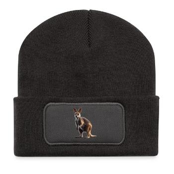 Wallaby Australien Outback Wildes Süßes Känguru - Recycelte Patch Beanie - Dunkelgrau - Vorne