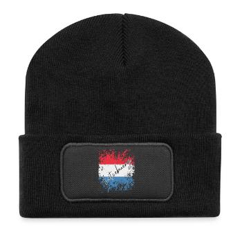 Luxembourg grunge flag, I love Luxembourg - Recycled Patch Beanie - black - Front
