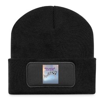 Musik spricht mehr als Worte Design - Recycelte Patch Beanie - Schwarz - Vorne
