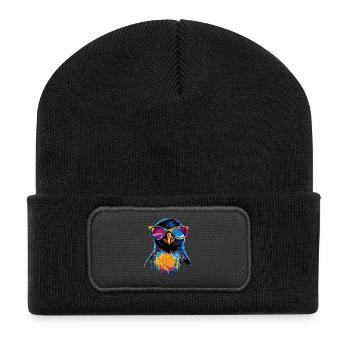 Pinguin Kaiserpinguin Zwergpinguin Süße Pinguine - Recycelte Patch Beanie - Schwarz - Vorne