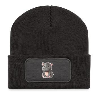 Hippopotamus - Recycled Patch Beanie - dark grey - Front
