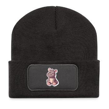 Hippopotamus - Recycled Patch Beanie - dark grey - Front
