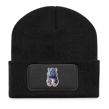 Nilpferd - Recycelte Patch Beanie - Schwarz - Vorne