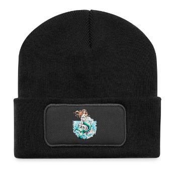 Mermaid Illustration Fantasy Sea Creatures - Recycled Patch Beanie - black - Front