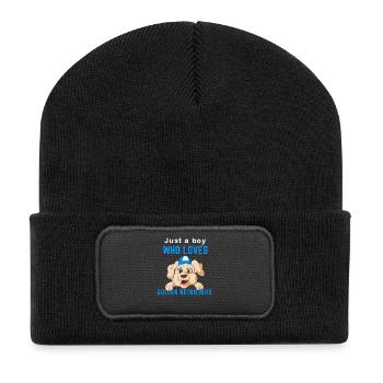 Nur ein Junge, der Golden Retriever liebt - Recycelte Patch Beanie - Schwarz - Vorne