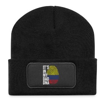 Kolumbianischer Flaggen-Fußabdruck Kolumbianischer Vater - Recycelte Patch Beanie - Schwarz - Vorne