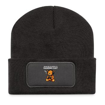 Wake Me Up When it's Gaming Day - Geek Humor - Recycled Patch Beanie - dark grey - Front