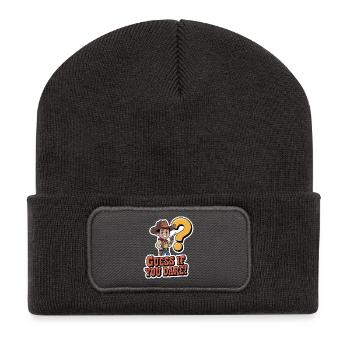 Western Cowboy Ratespiel T-Shirt - Recycelte Patch Beanie - Dunkelgrau - Vorne