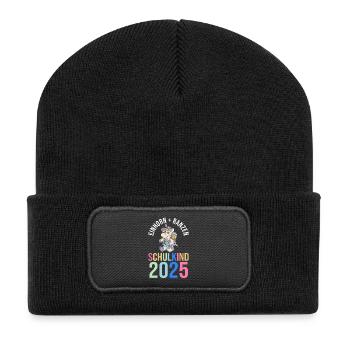Kita Abschied Erste Klasse Einschulung 2025 - Recycelte Patch Beanie - Schwarz - Vorne