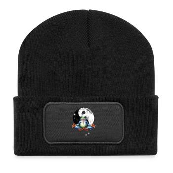 OM Frog Meditation Meditation Yoga - Recycled Patch Beanie - black - Front
