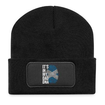 Schottische Flagge Scottish Dad Footprint - Recycelte Patch Beanie - Schwarz - Vorne