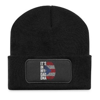 Puerto Rico Flag Puerto Rican Dad Footprint - Recycled Patch Beanie - black - Front