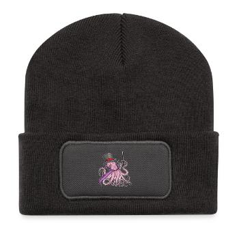 Krake Zauberer Zauberstab - Recycelte Patch Beanie - Dunkelgrau - Vorne