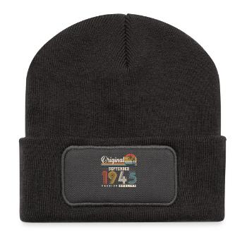 Original September 1945 Jahrgang Retro Geburtstag - Recycelte Patch Beanie - Dunkelgrau - Vorne