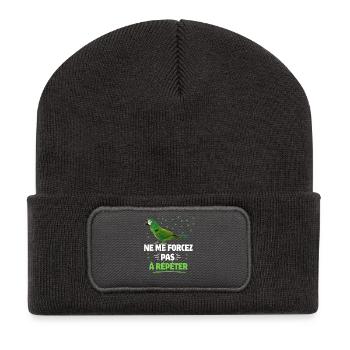 If you speak we repeat white parrots - Recycled Patch Beanie - dark grey - Front
