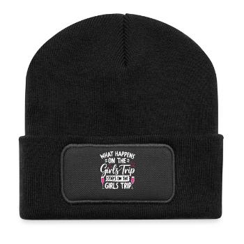 Conception du slogan « Girls Trip » - Beanie recyclé à patch - noir - Devant