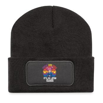 Jiu-Jitsu Motivationsdesign mit Anime-Charakter - Recycelte Patch Beanie - Dunkelgrau - Vorne