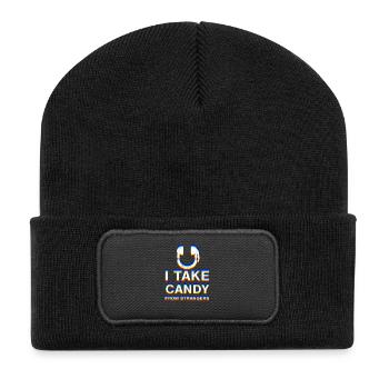 Motif amusant coloré avec un message sucré - Beanie recyclé à patch - noir - Devant