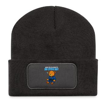 Wake Me Up When it's Jiu-Jitsu Day - BJJ Humor - Recycled Patch Beanie - dark grey - Front