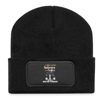Boston Terrier Coffee Quote For Women - Recycled Patch Beanie - black - Front